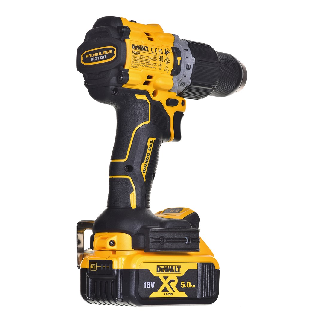 Smūginis gręžtuvas-suktuvas DeWalt DCD805P2T-QW; 18 V; 2x5,0 Ah akum.