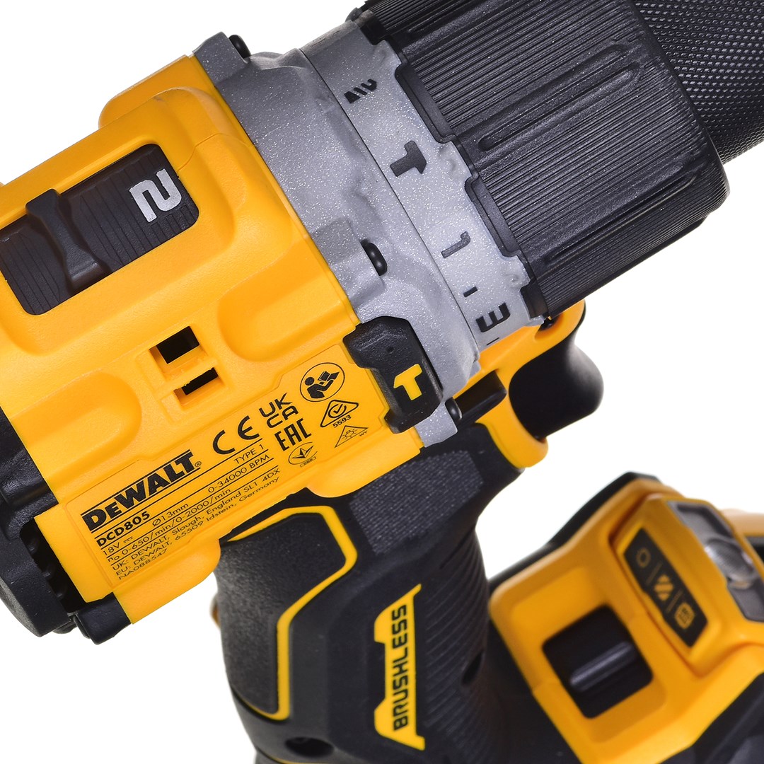 Smūginis gręžtuvas-suktuvas DeWalt DCD805P2T-QW; 18 V; 2x5,0 Ah akum.