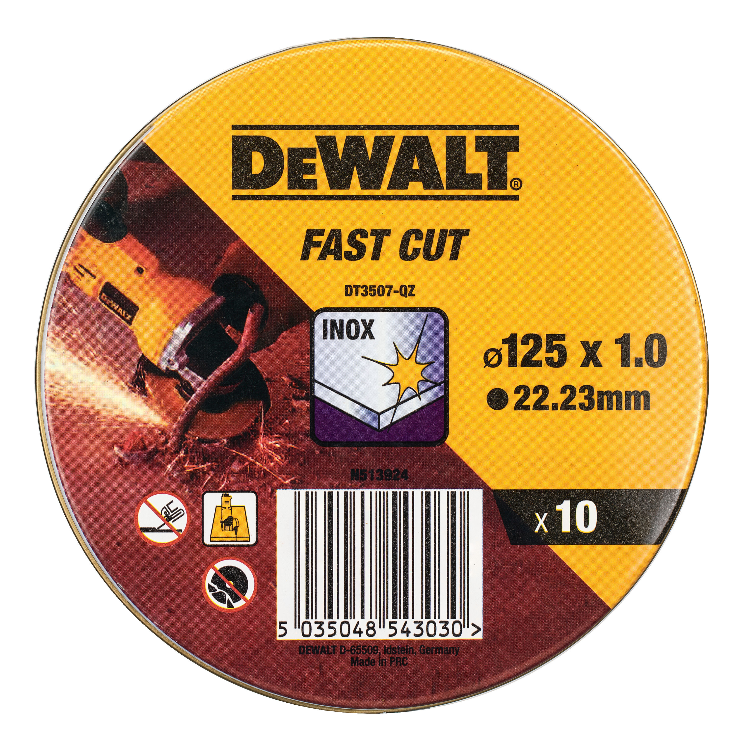 Pjovimo diskas dewalt dt3507-qz, 10 vnt., 125x1mm