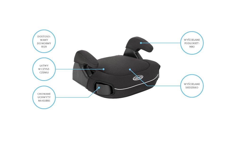 Automobilinė kėdutė/sėdynė graco booster deluxe r129, 22-36 kg, black