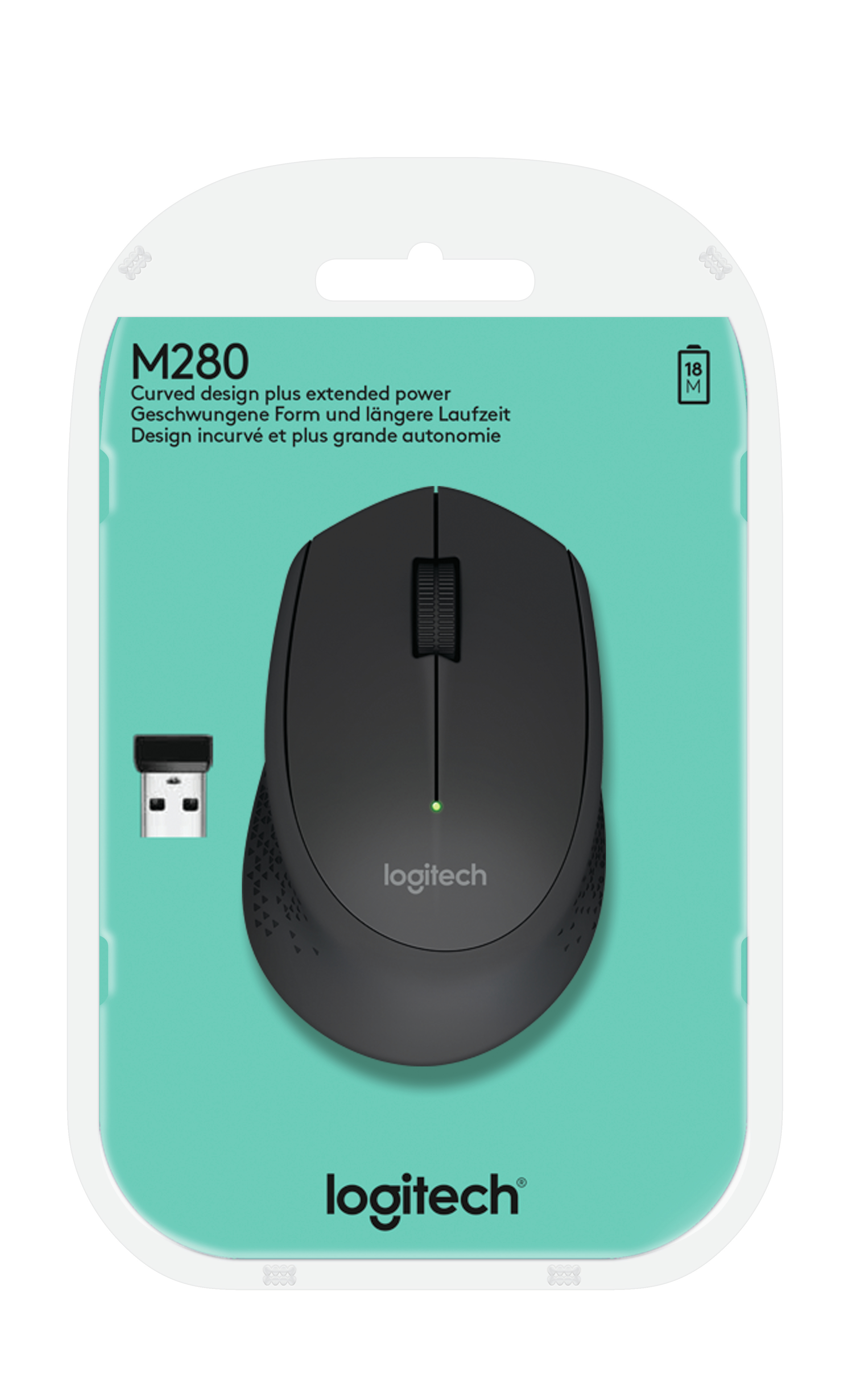 Belaidė pelė logitech m280, juoda