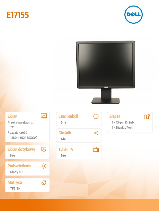 Monitorius dell e series e1715s led 210-aeus, 17