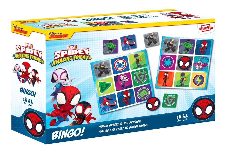 Žaidimas bingo su spidey ir draugais, spalvotas