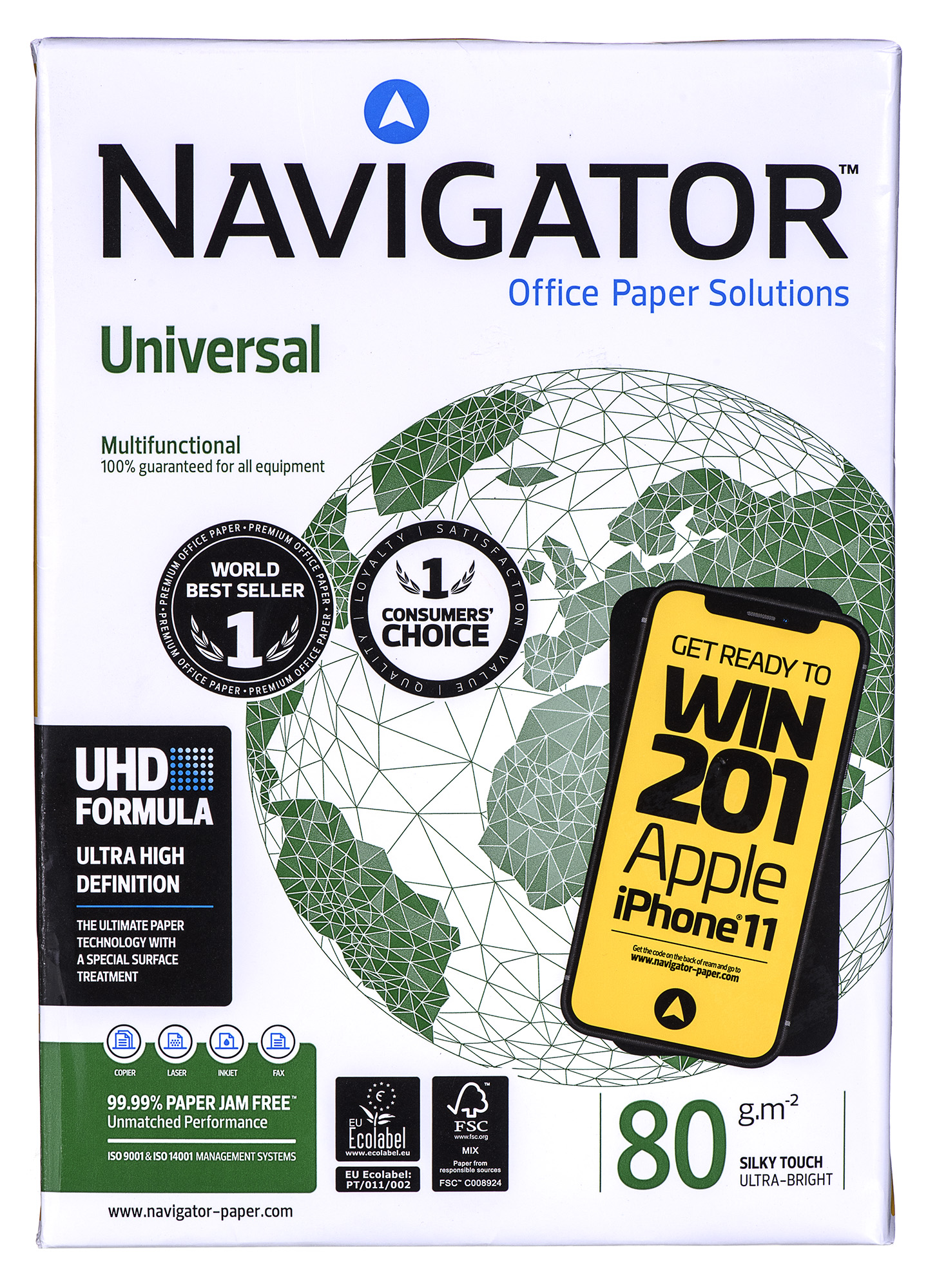 Biuro kopijavimo popierius navigator, a4, 80gsm, 500 lapų