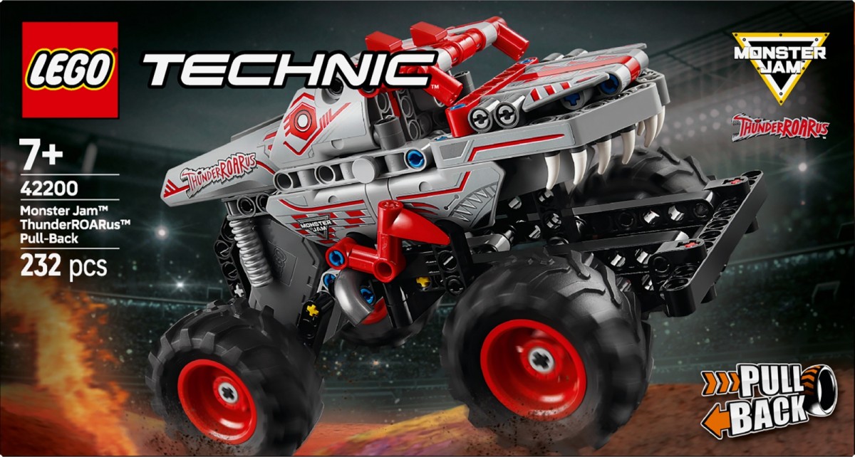 Lego® technic monster jam thunderroarus su atgaliniu mechanizmu