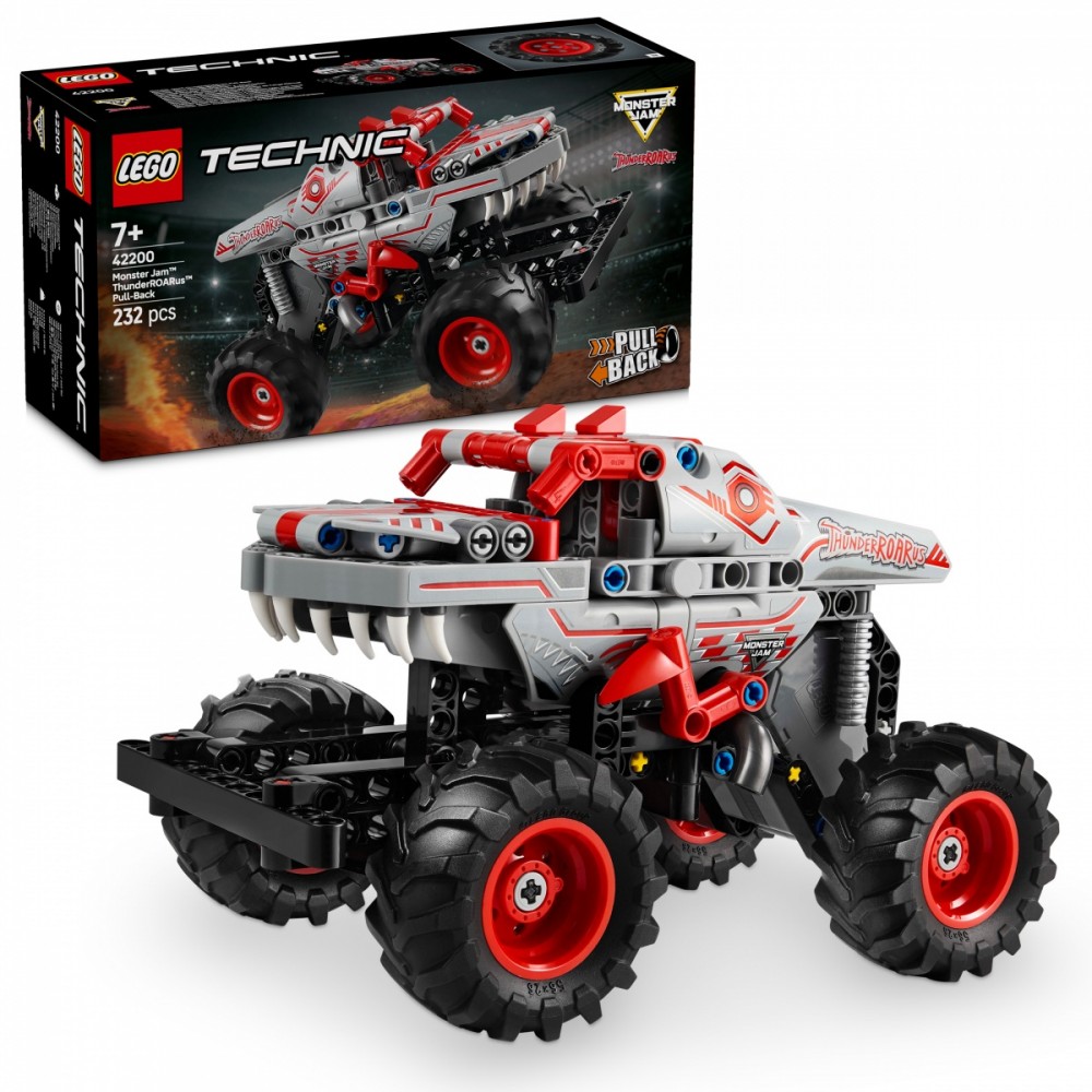 Lego® technic monster jam thunderroarus su atgaliniu mechanizmu