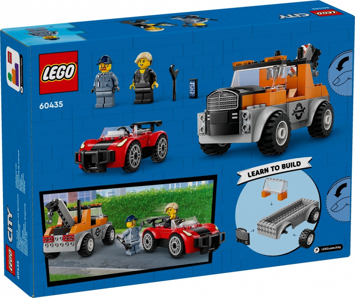 60435 lego® city vilkikas ir sportinio automobilio remontas