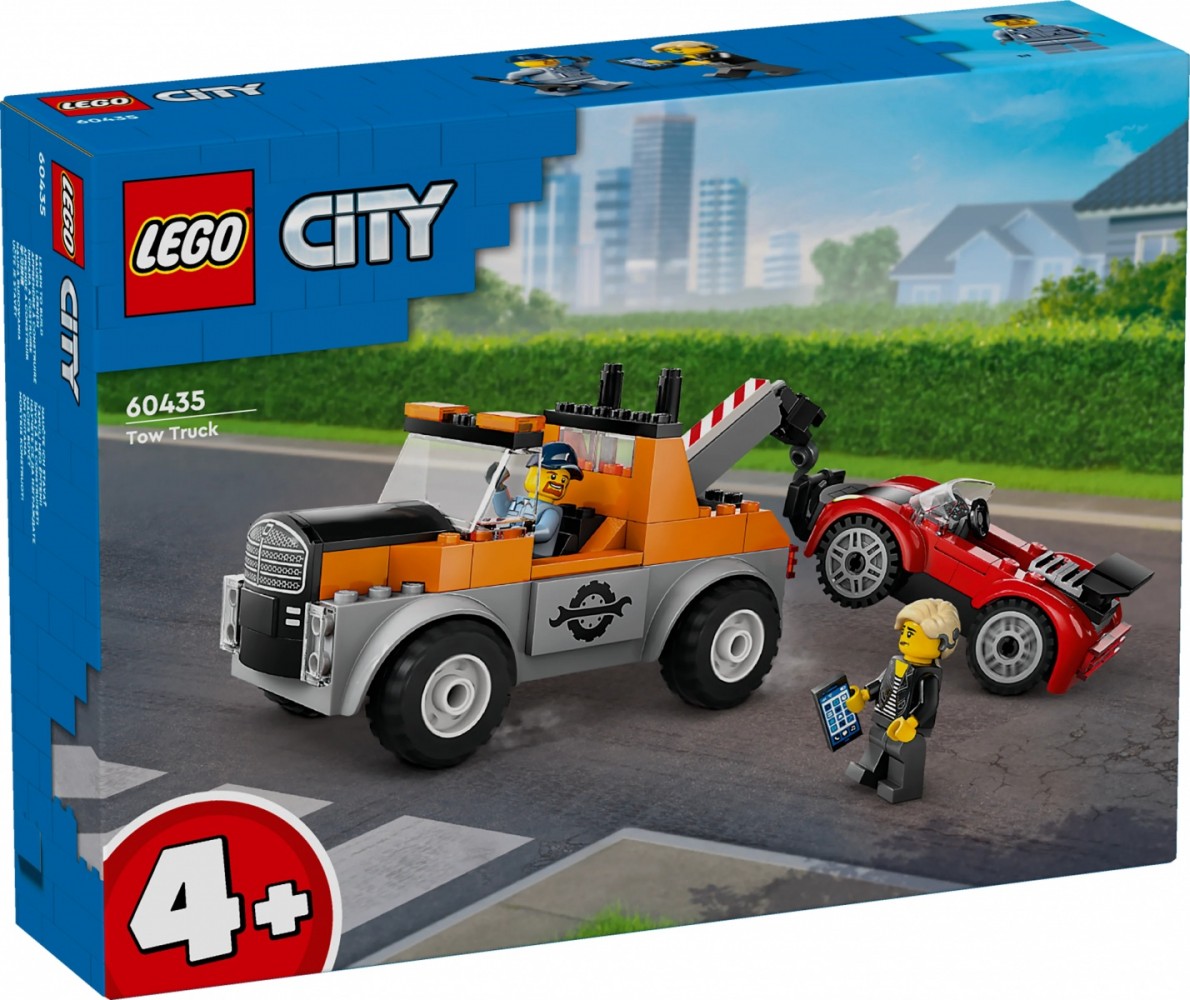60435 lego® city vilkikas ir sportinio automobilio remontas