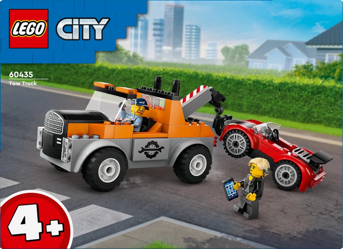 60435 lego® city vilkikas ir sportinio automobilio remontas