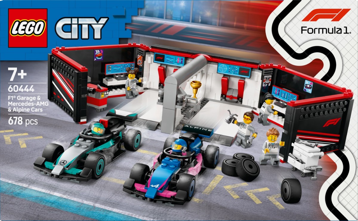 F1 garažas ir bolidai mercedes-amg ir alpine, lego® city