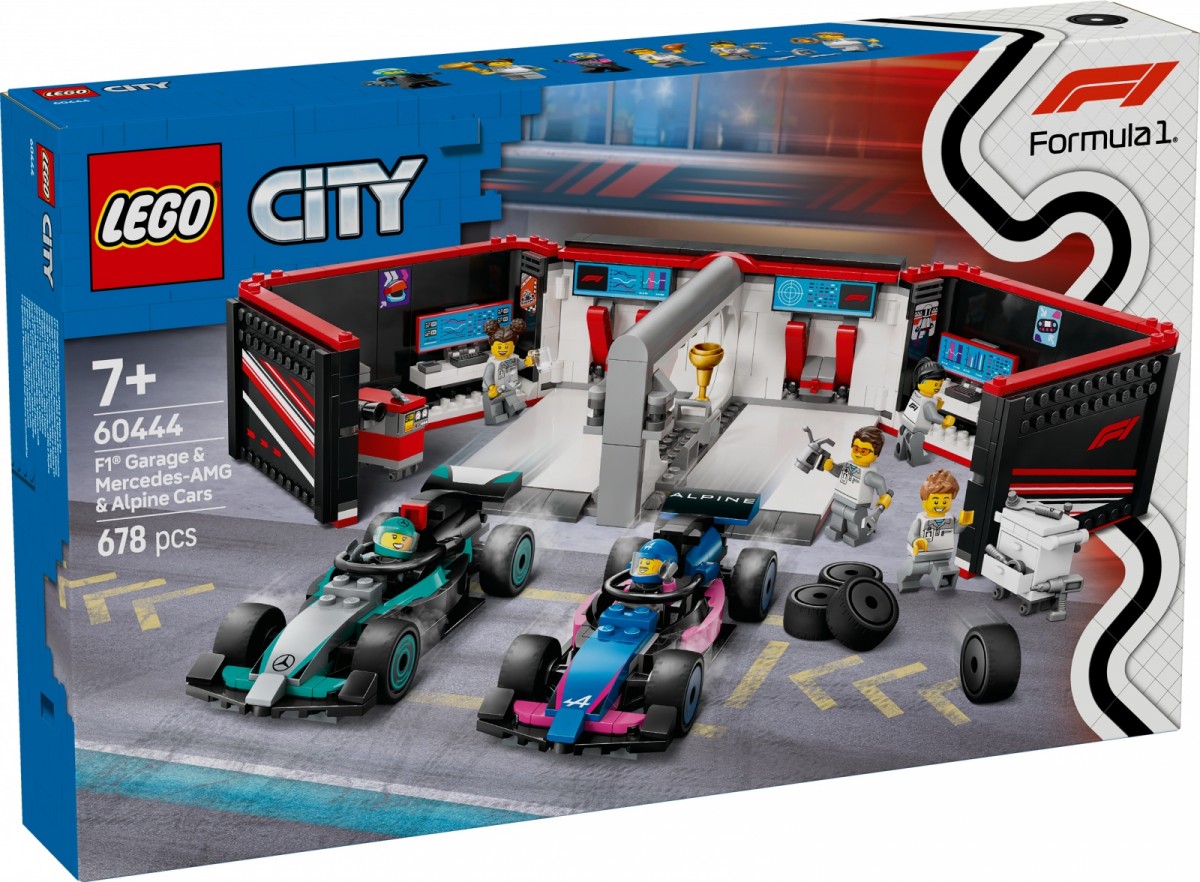 F1 garažas ir bolidai mercedes-amg ir alpine, lego® city