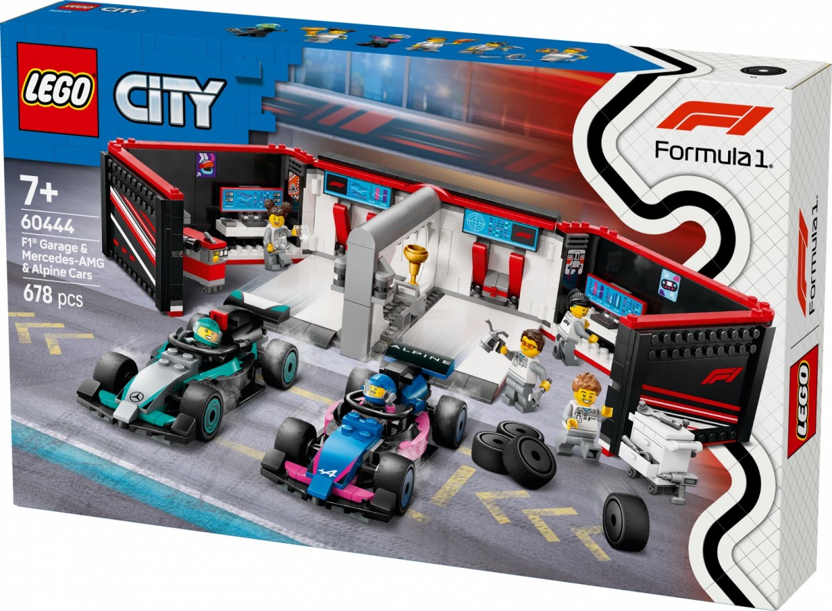 F1 garažas ir bolidai mercedes-amg ir alpine, lego® city