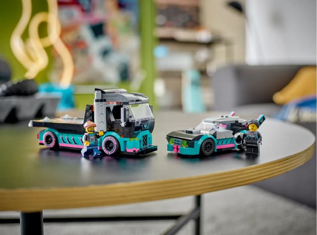 60406 lego® city lenktyninis automobilis ir automobilių gabenimo sunkvežimis