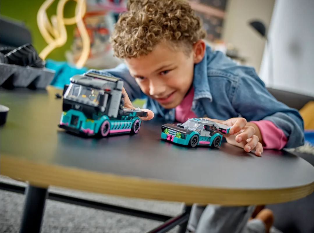 60406 lego® city lenktyninis automobilis ir automobilių gabenimo sunkvežimis