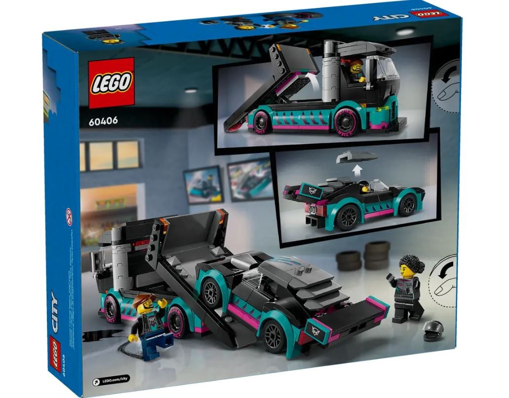 60406 lego® city lenktyninis automobilis ir automobilių gabenimo sunkvežimis