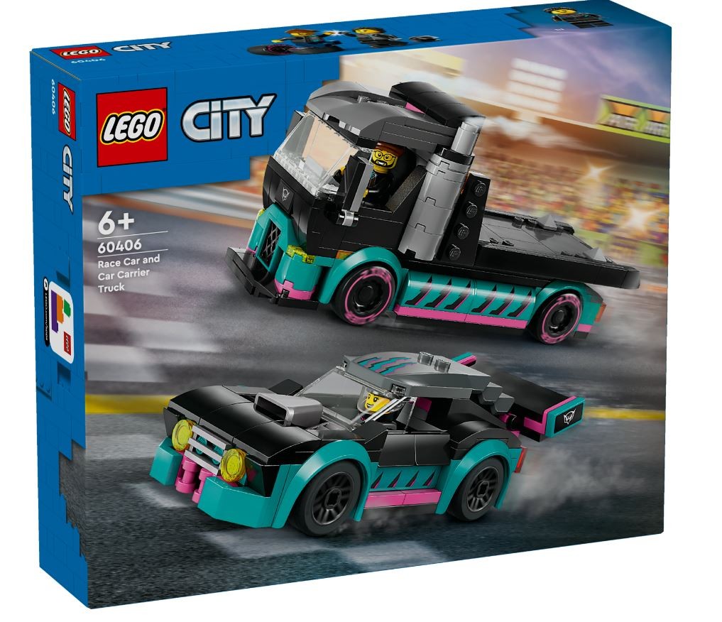 60406 lego® city lenktyninis automobilis ir automobilių gabenimo sunkvežimis