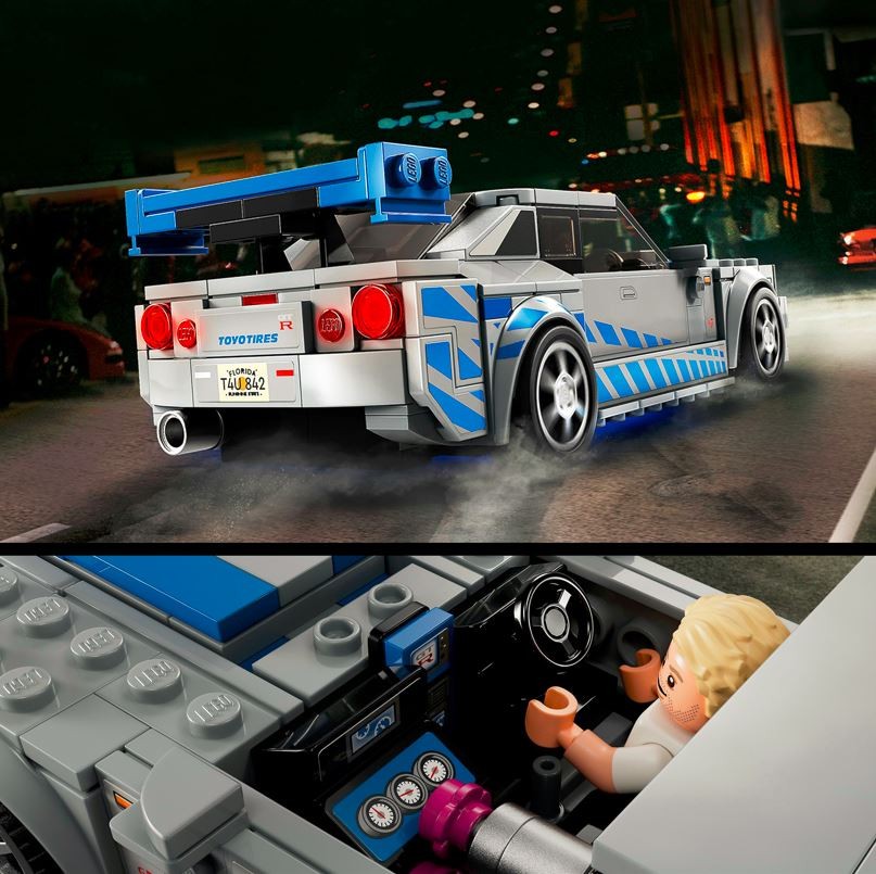 Automobilis nissan skyline gt-r (r34) iš filmo „greiti ir įsiutę“, pilkas