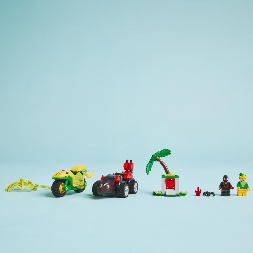 Lego® spidey gaudynės su electro dinozaurų transporto priemone