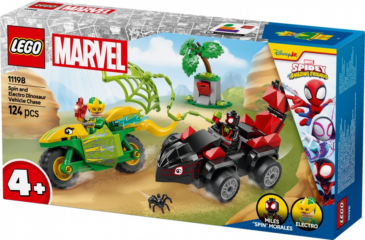 Lego® spidey gaudynės su electro dinozaurų transporto priemone