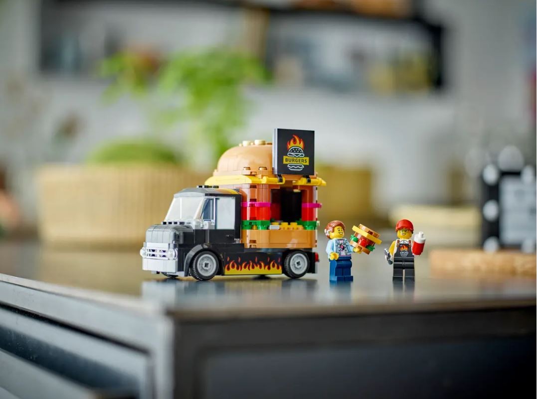 Mėsainių sunkvežimis, lego, spalvotas
