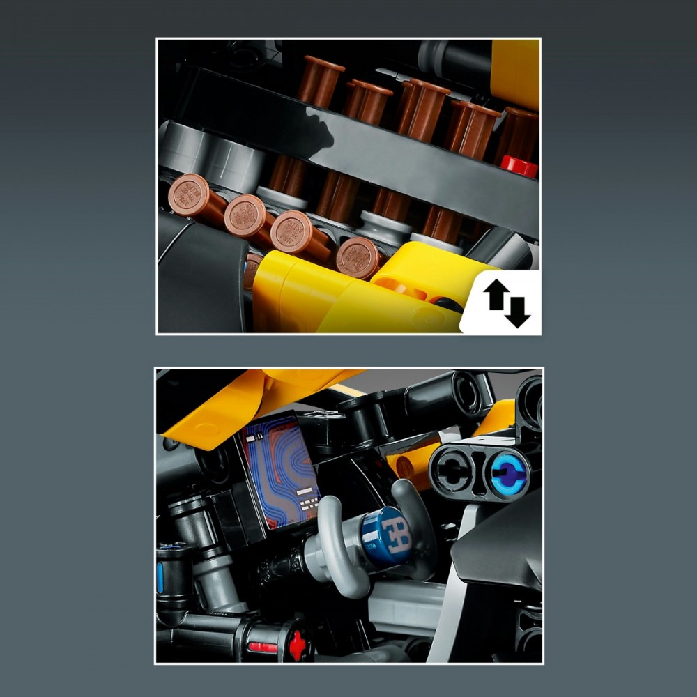 Technic bugatti bolidė konstruktorius, lego, juoda/geltona