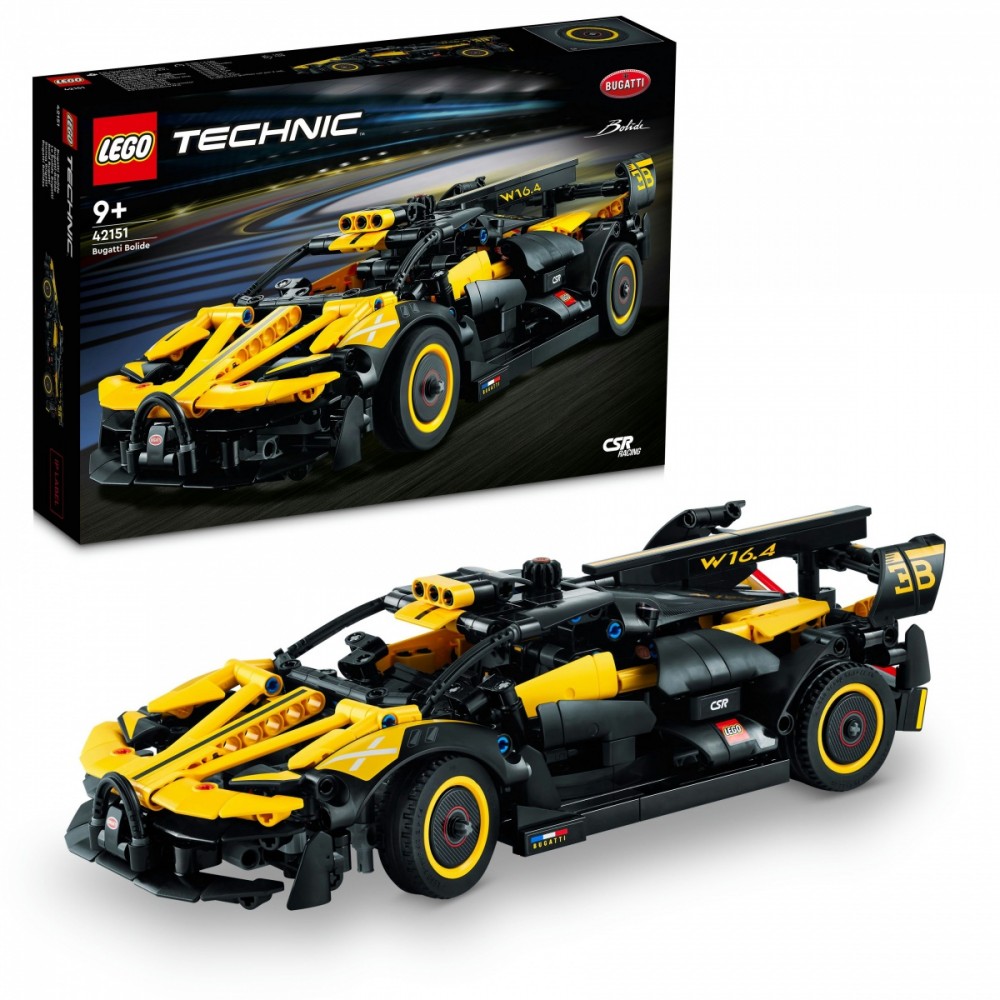 Technic bugatti bolidė konstruktorius, lego, juoda/geltona