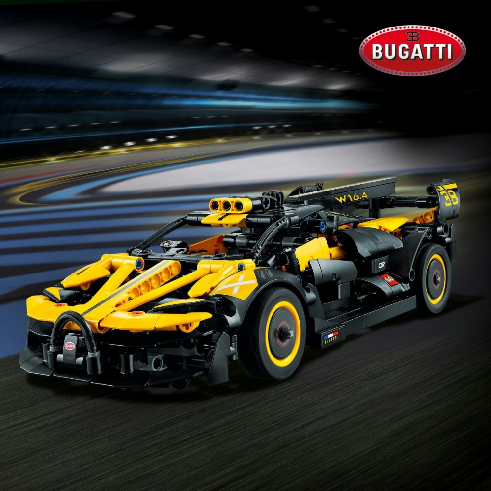 Technic bugatti bolidė konstruktorius, lego, juoda/geltona