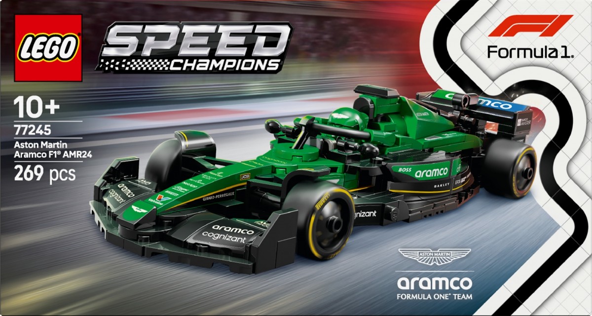 77245 lego® speed ​​champions lenktyninis automobilis aston martin aramco f1® amr24