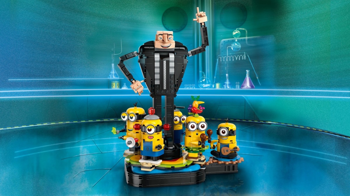 Minionai - gru ir minionai iš kaladėlių, lego, spalvoti