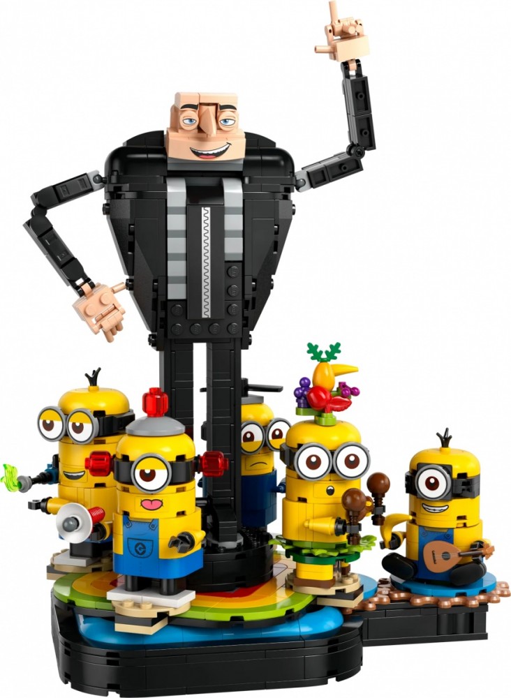 Minionai - gru ir minionai iš kaladėlių, lego, spalvoti