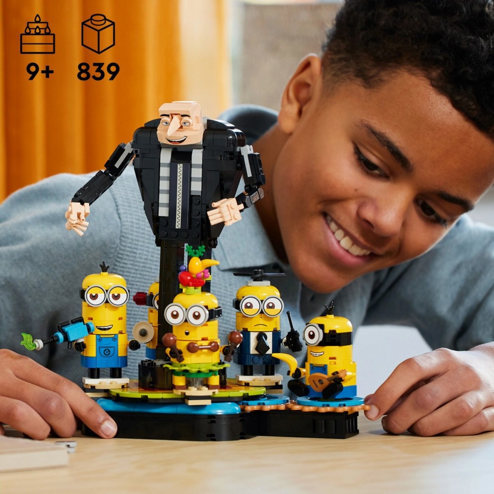 Minionai - gru ir minionai iš kaladėlių, lego, spalvoti