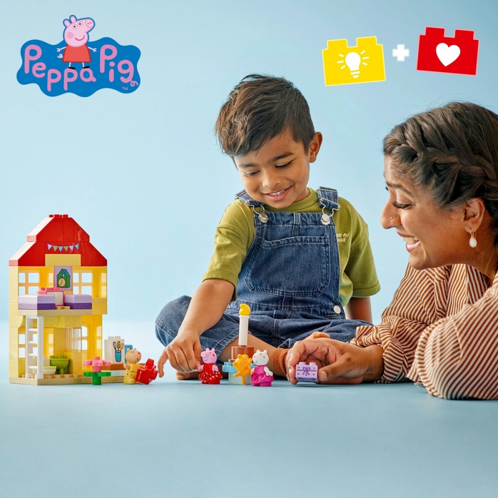 10433 lego® duplo kiaulytės pepos gimtadienio namelis