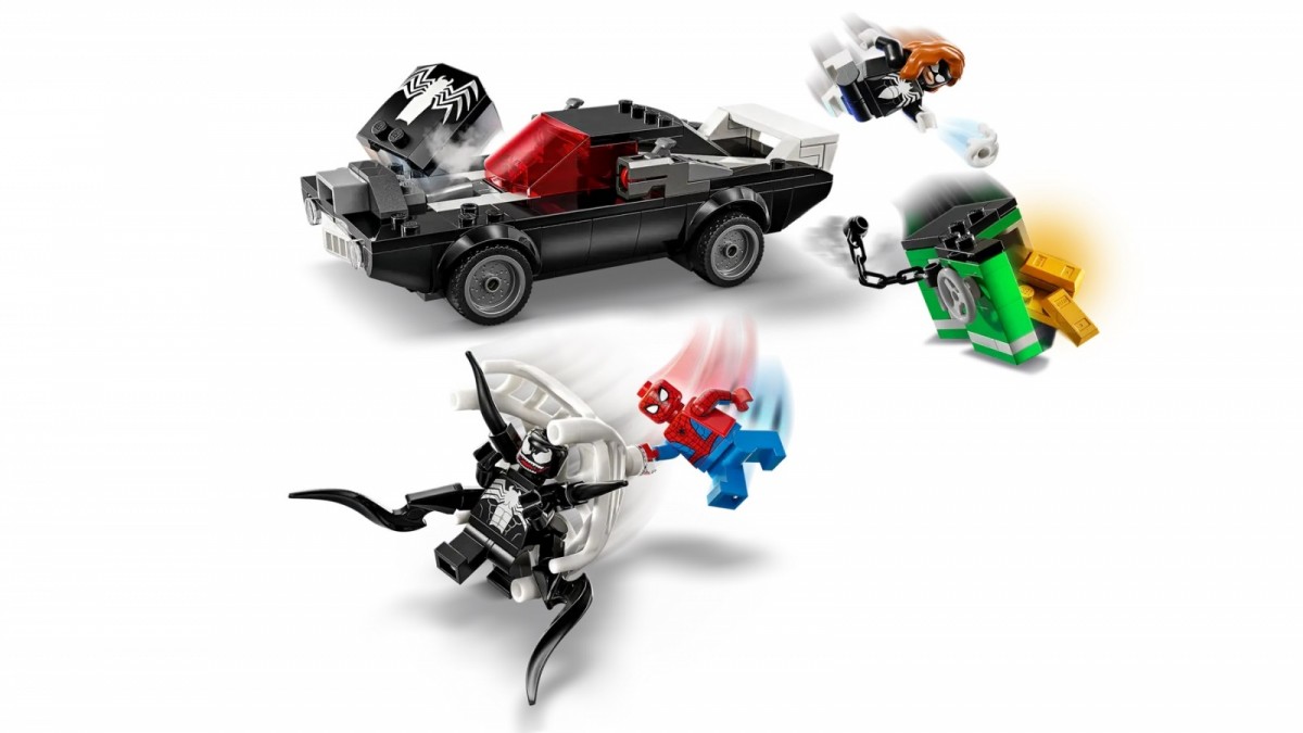 Spider-man prieš venomo raumenų automobilį lego super heroes