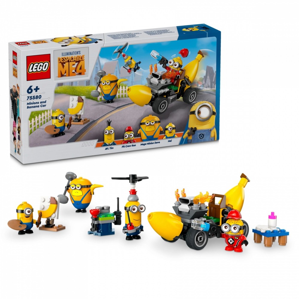 75580 lego® despicable me pakalikai ir banano formos automobilis