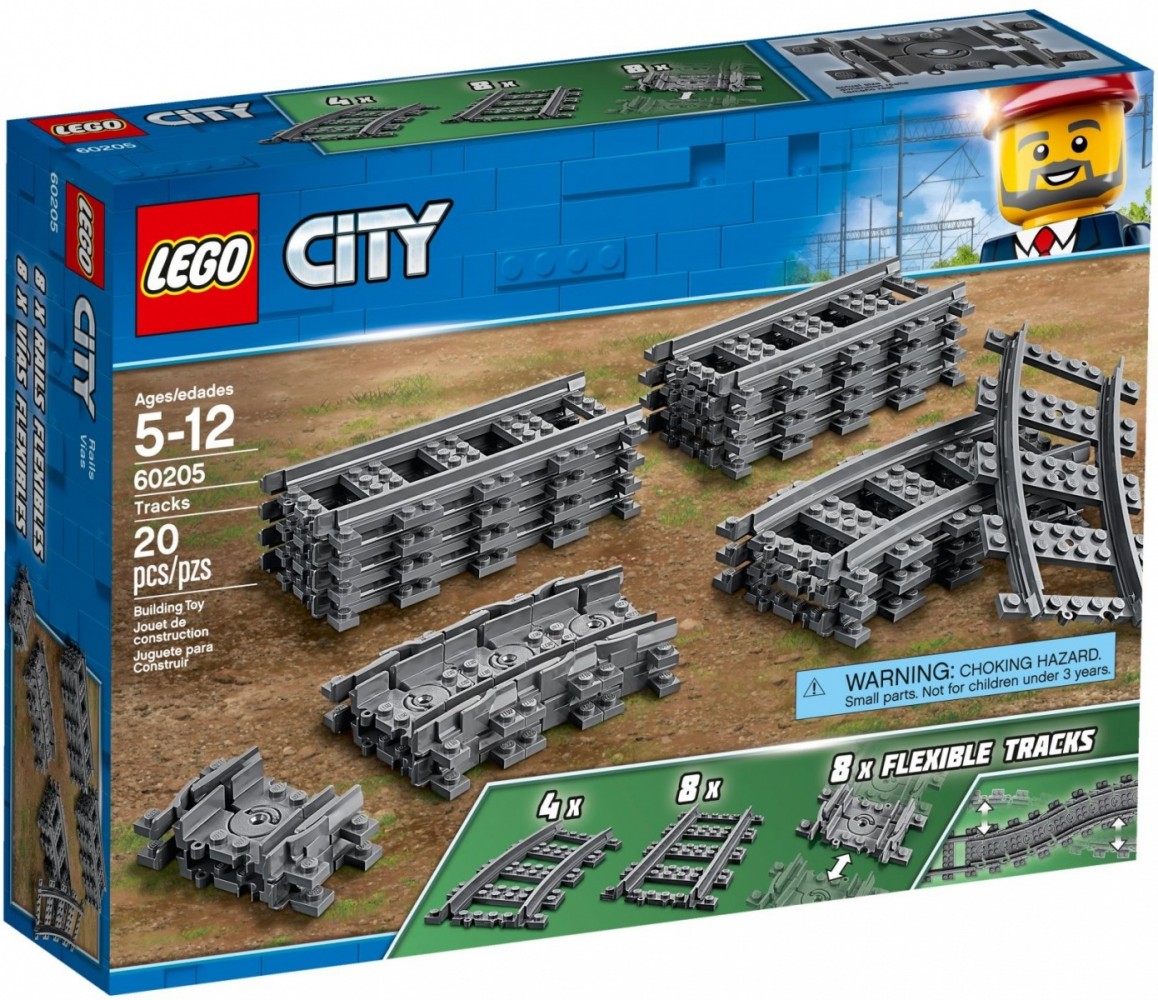 60205 lego® city bėgiai ir posūkiai