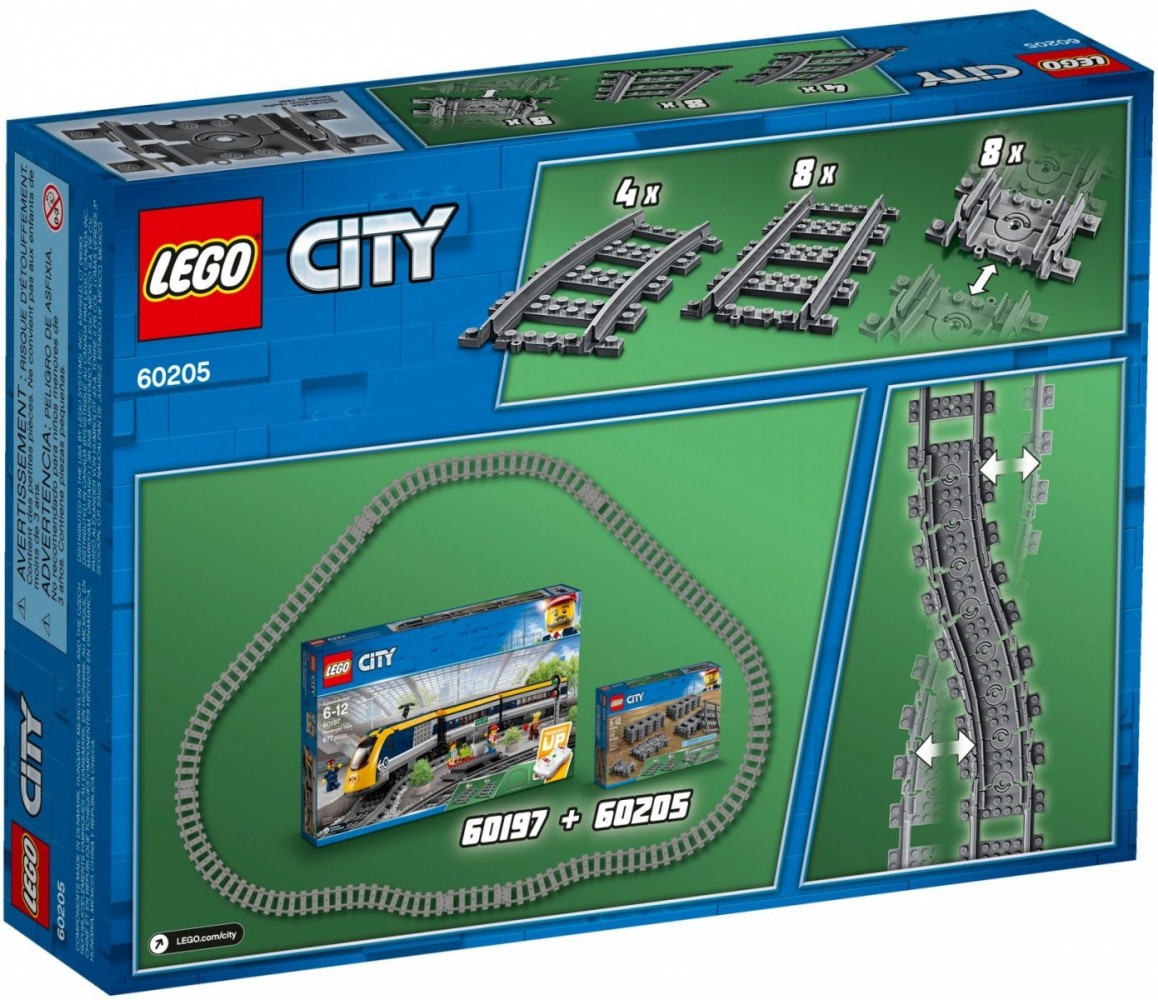 60205 lego® city bėgiai ir posūkiai