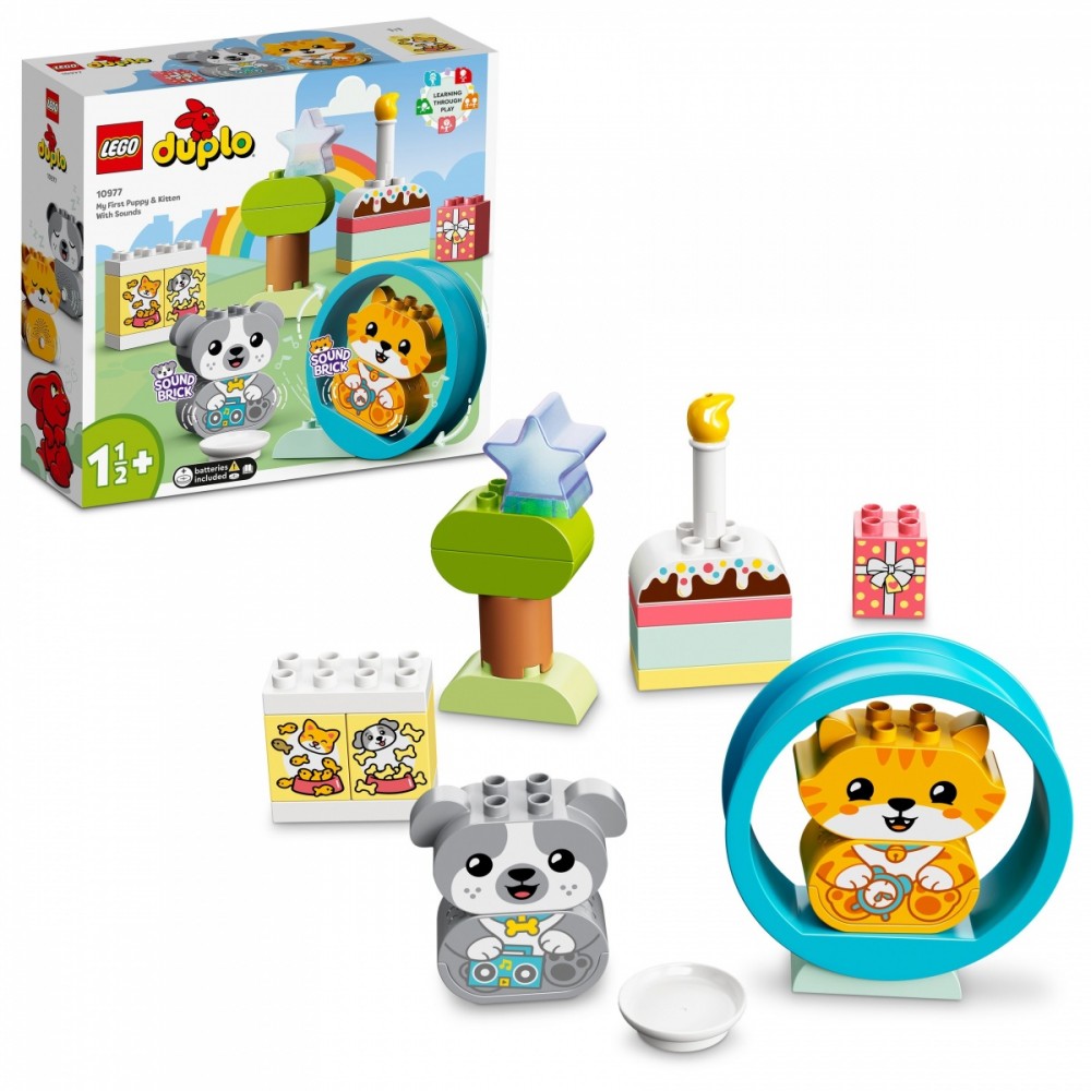 10977 lego® duplo mano pirmasis šuniukas ir kačiukas su garsais