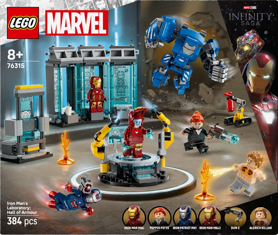 Lego marvel iron mano laboratorija: šarvų arsenalas