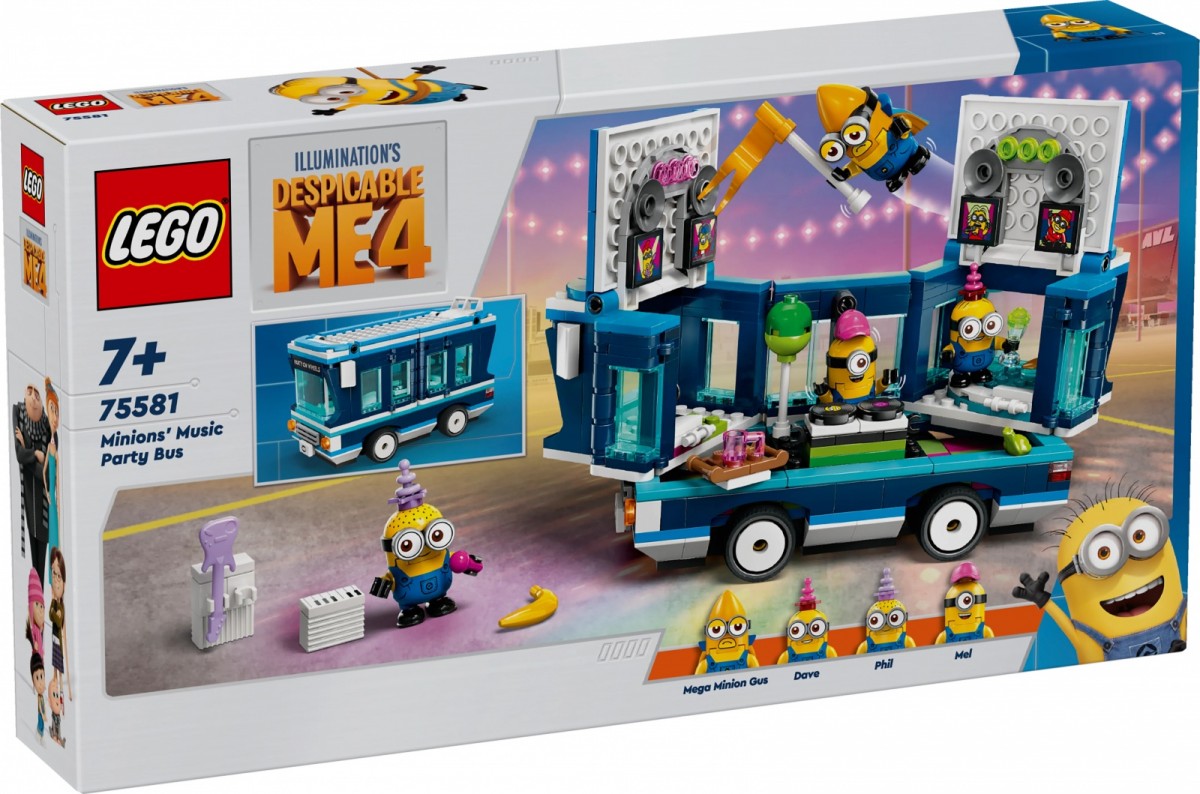 Minionų vakarėlio autobusas lego