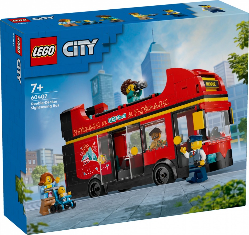 Raudonas dviaukštis autobusas rinkinys vaikams, lego city