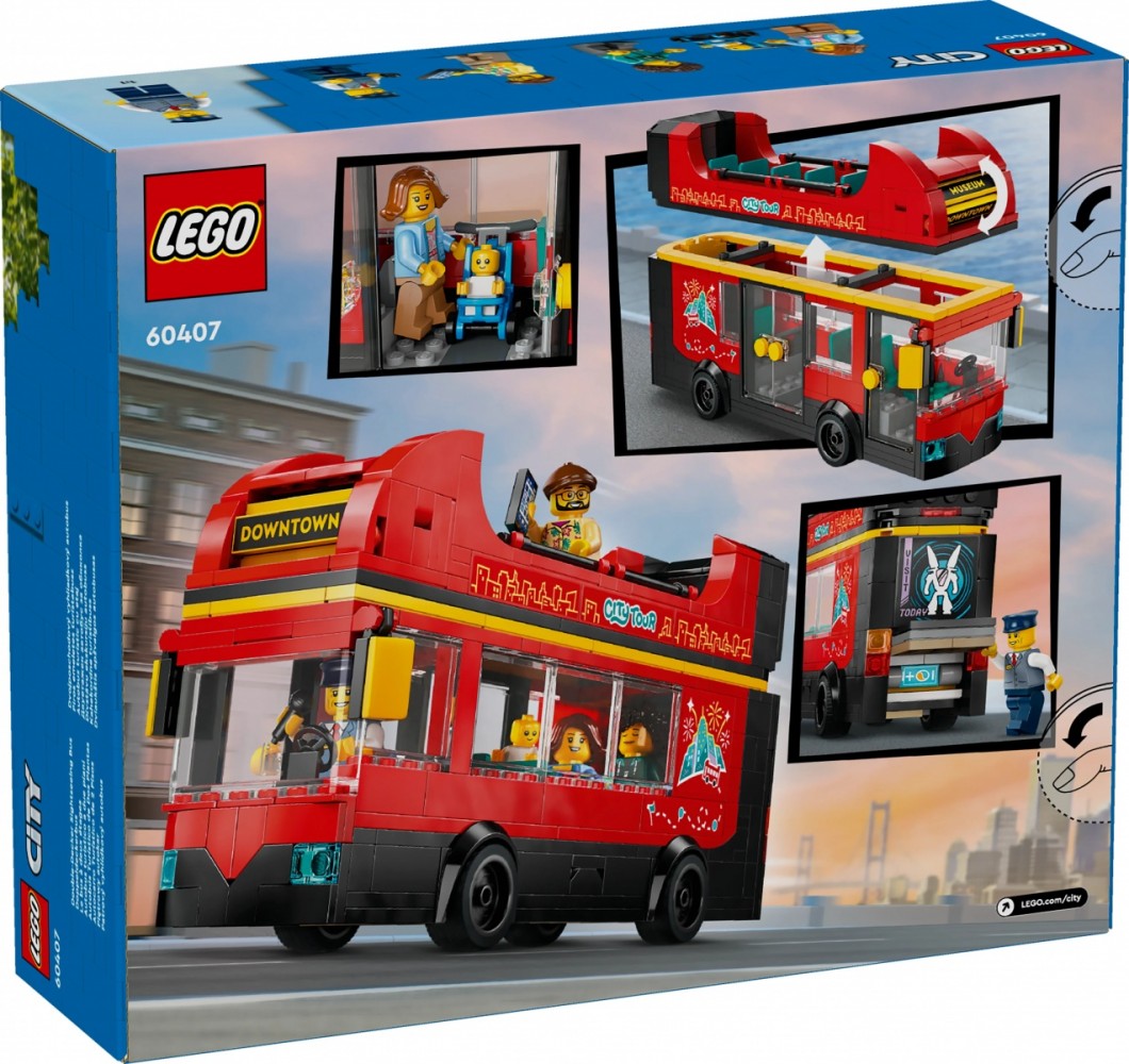 Raudonas dviaukštis autobusas rinkinys vaikams, lego city