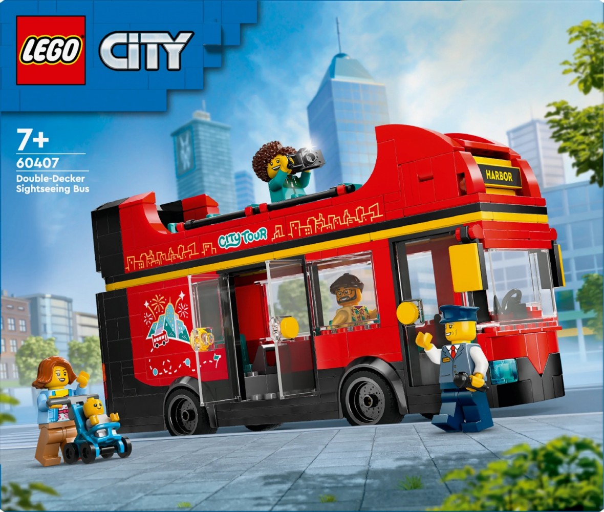 Raudonas dviaukštis autobusas rinkinys vaikams, lego city