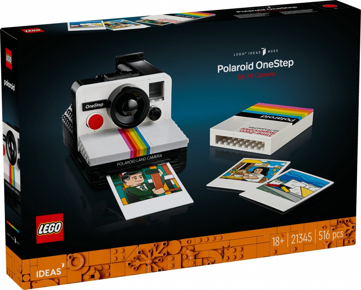 Polaroid onestep sx-70 fotoaparatas, lego, baltas
