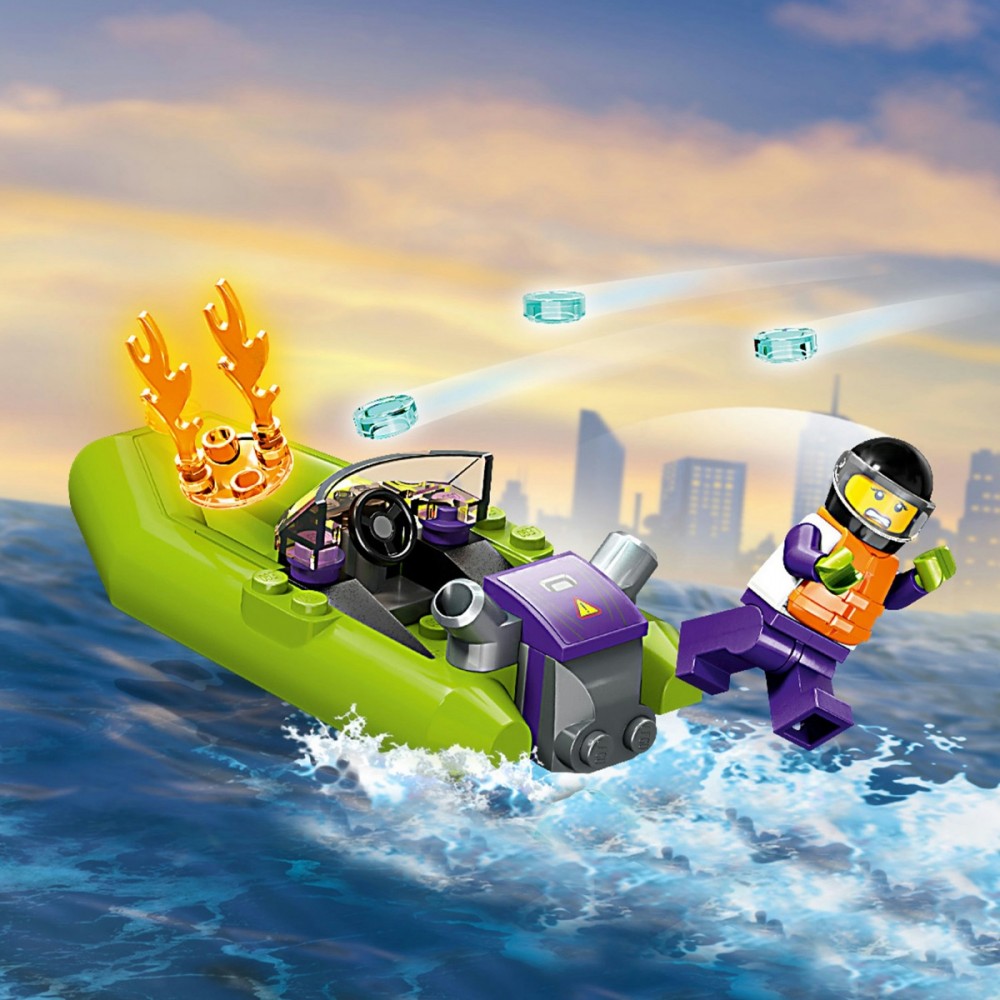 Gaisrinė valtis, lego, spalvota