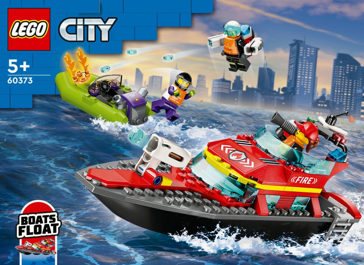Gaisrinė valtis, lego, spalvota