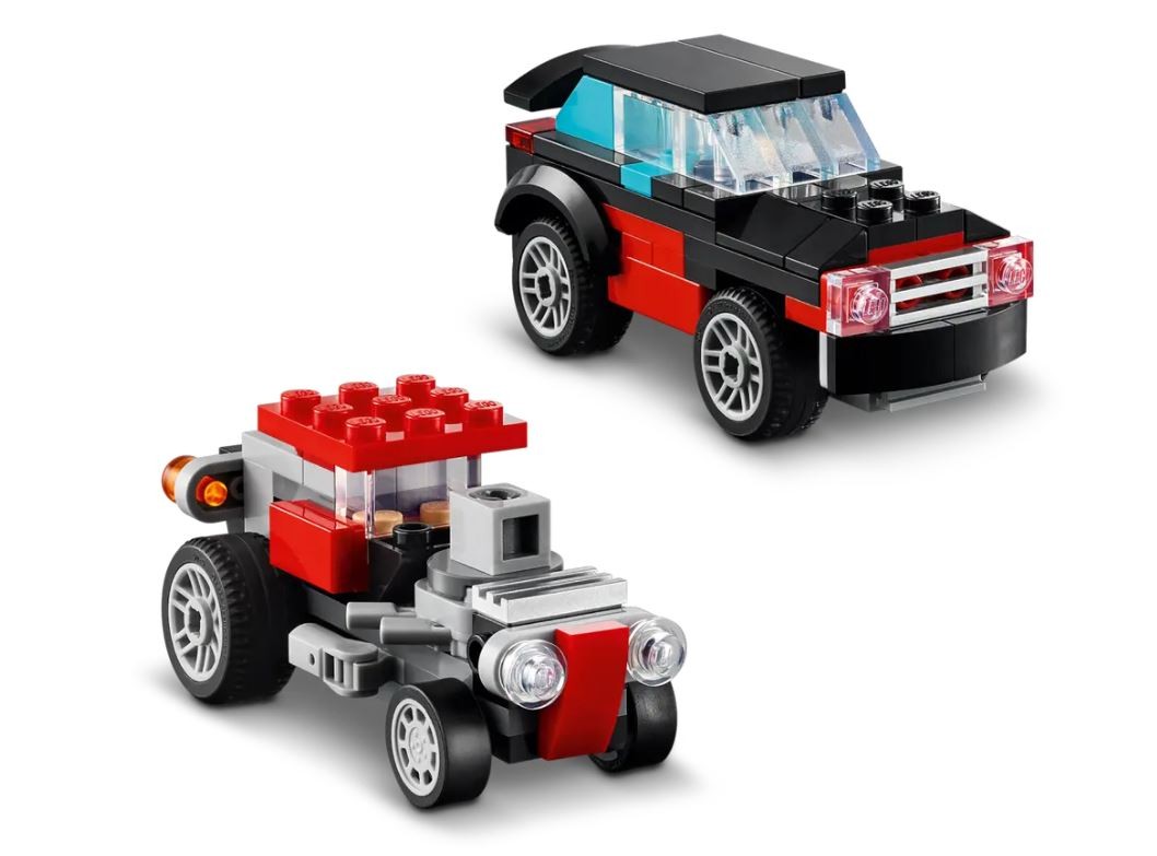 Konstruktorius sunkvežimis su platforma ir sraigtasparniu lego creator