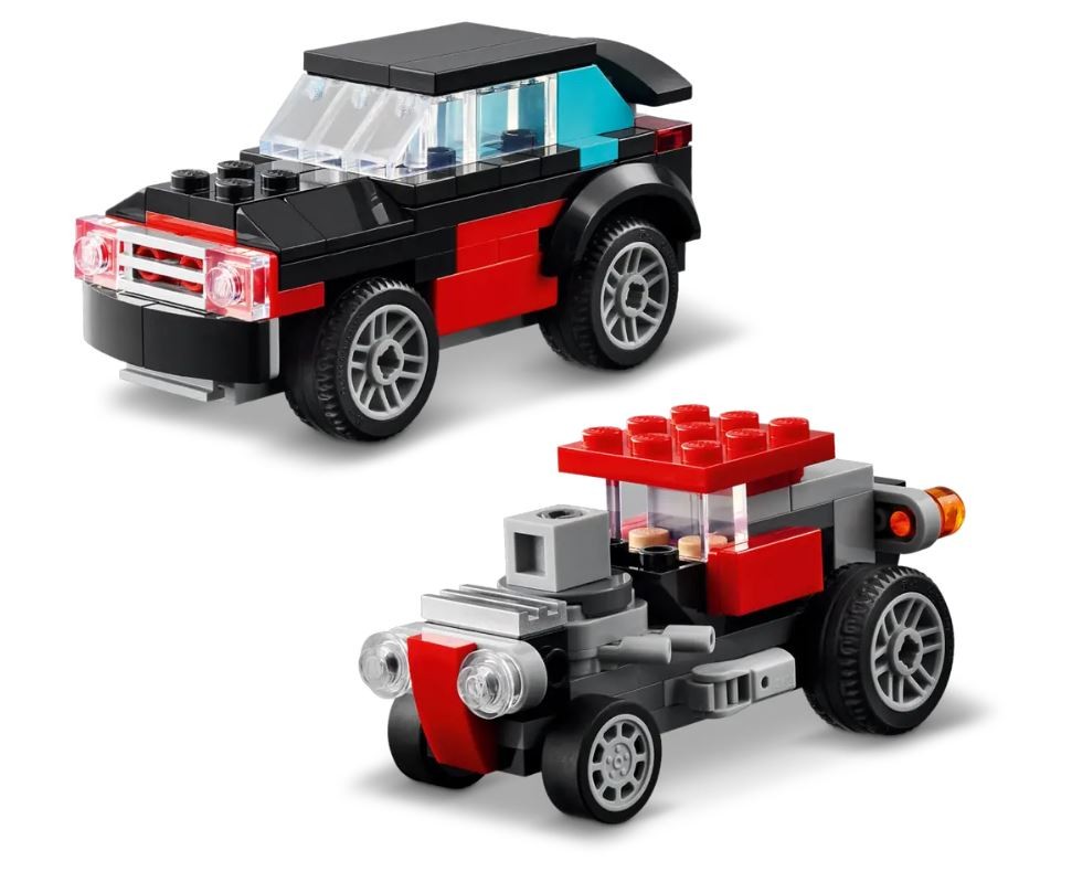 Konstruktorius sunkvežimis su platforma ir sraigtasparniu lego creator