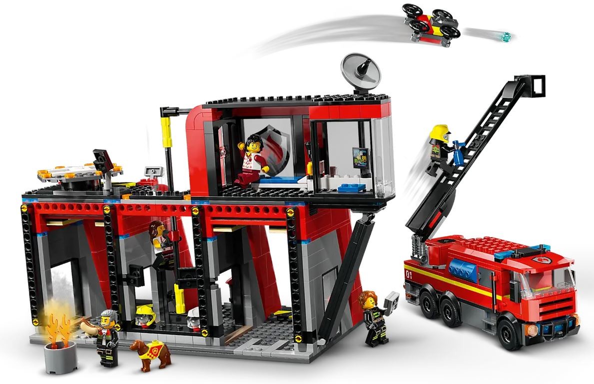 Konstruktorius gaisrinė su gaisrinės automobiliu lego city