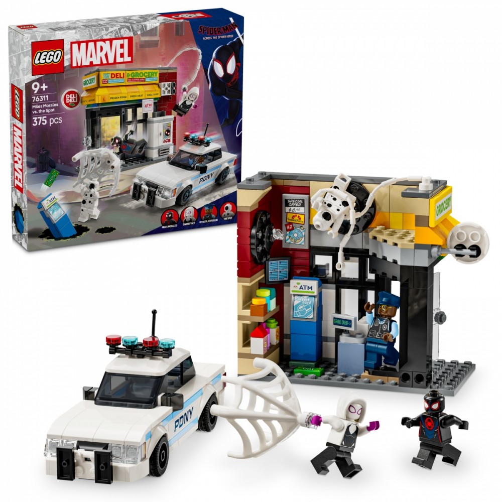 Super heroes miles morales prieš spot, lego