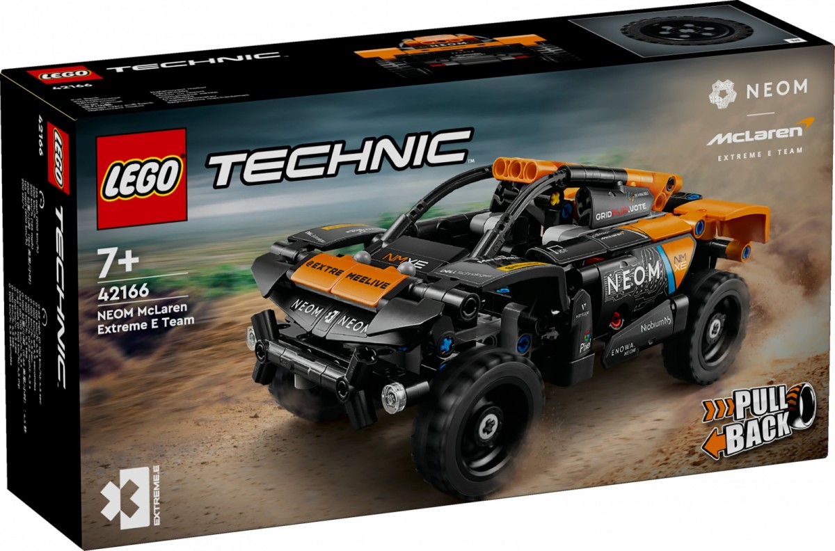 Lenktyninis automobilis neom mclaren extreme e, lego, juoda/oranžinė